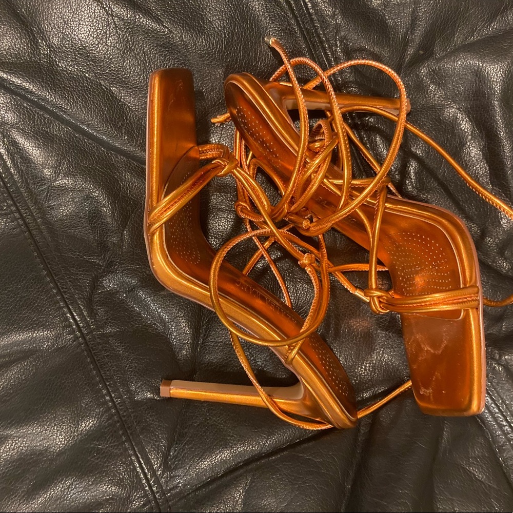Orange Strap up heels !